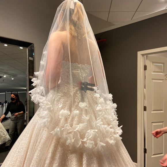 Lace Bridal Gown with Floral Veil